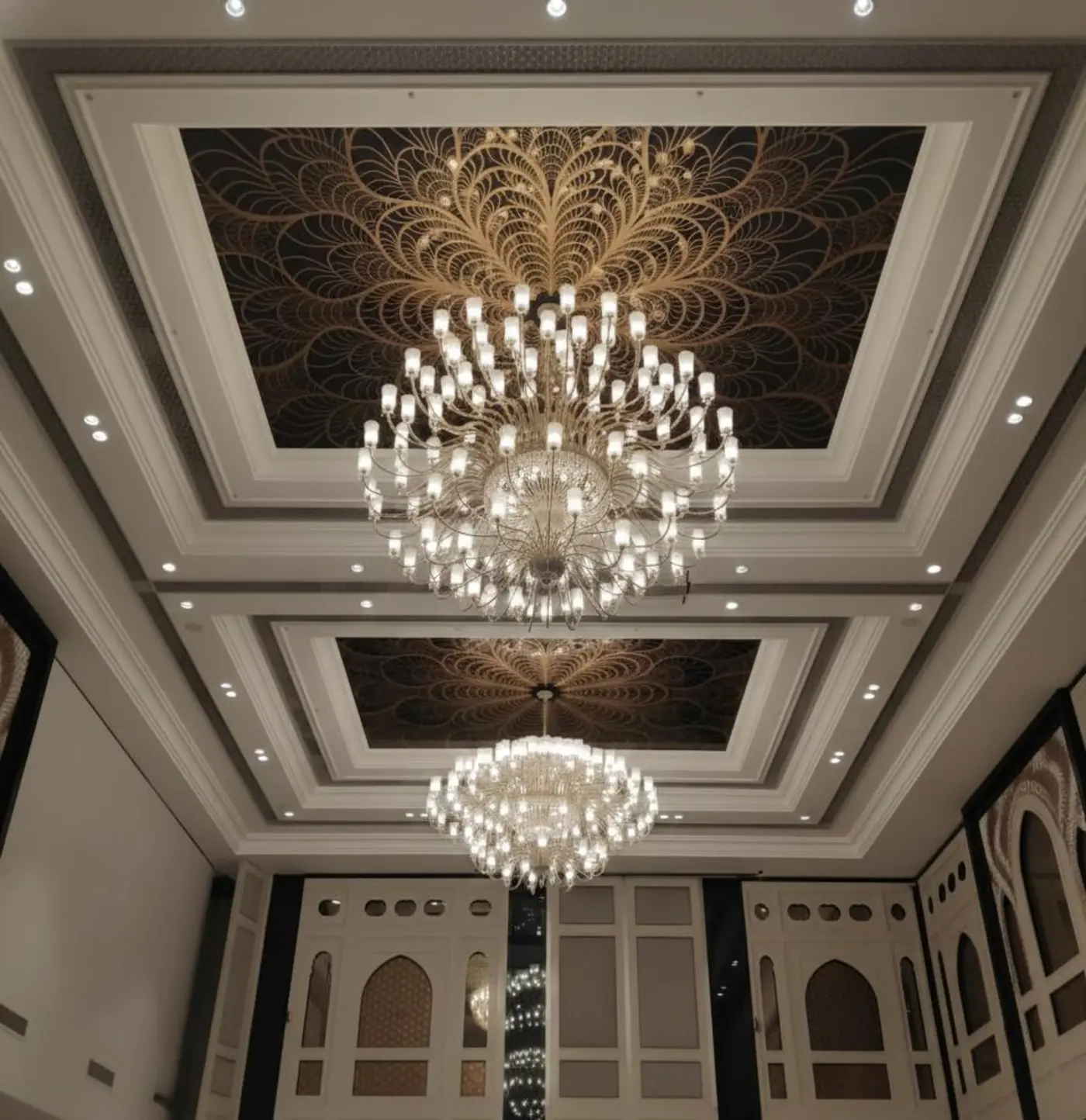 Printed decorative ceiling in a banquet hall